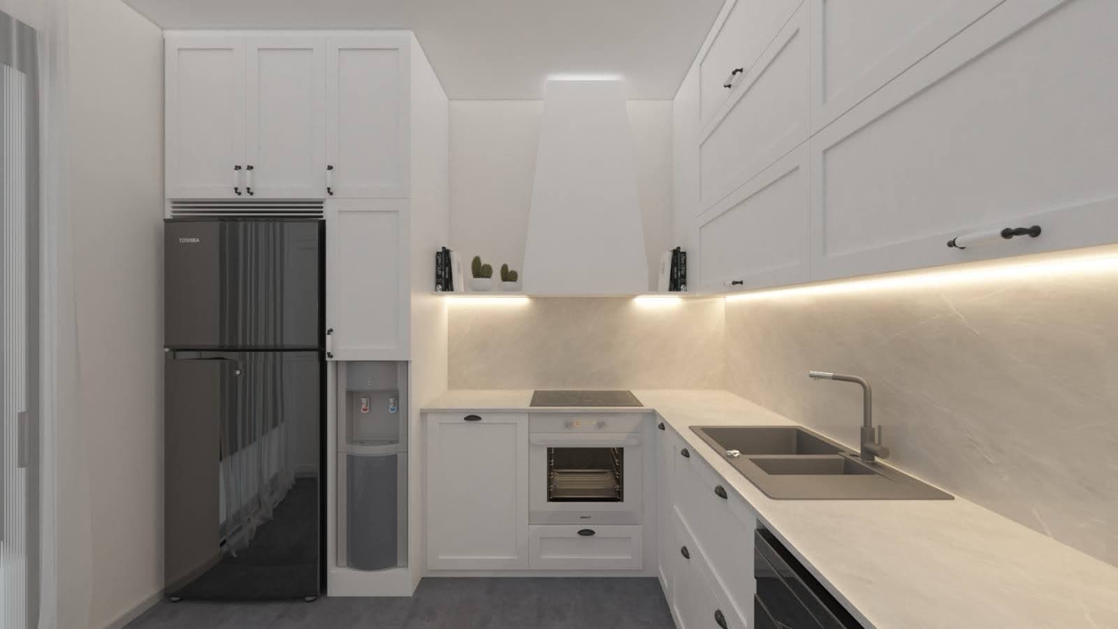Beyaz L Mutfak Render